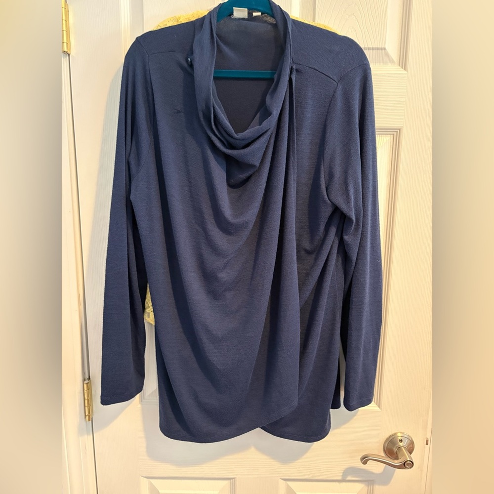 Navy Blue Draped Long Sleeve Cardigan, great for nursing